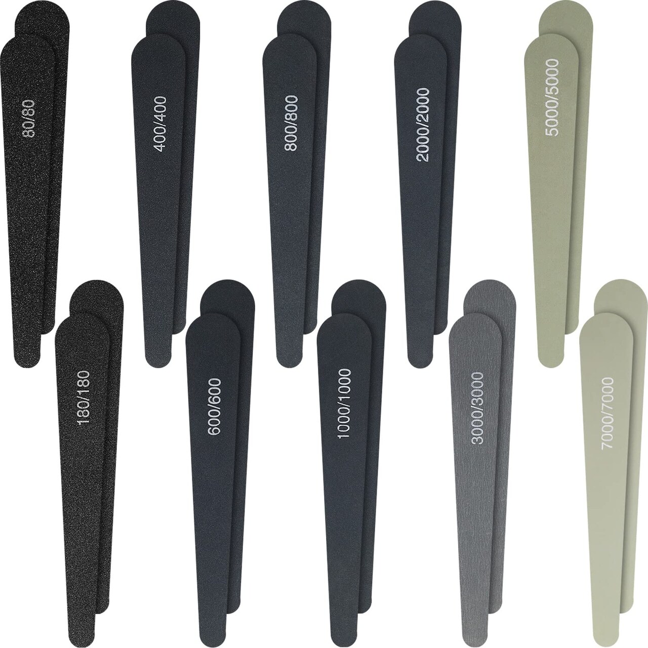 Honoson 20 Pcs Sanding Sticks for Plastic Models Polishing Sticks Assorted Metal and Wood Sanding Tools Accessory for Model Craft Amateur Beginner(Low Grits Rating,Water Drop Style)